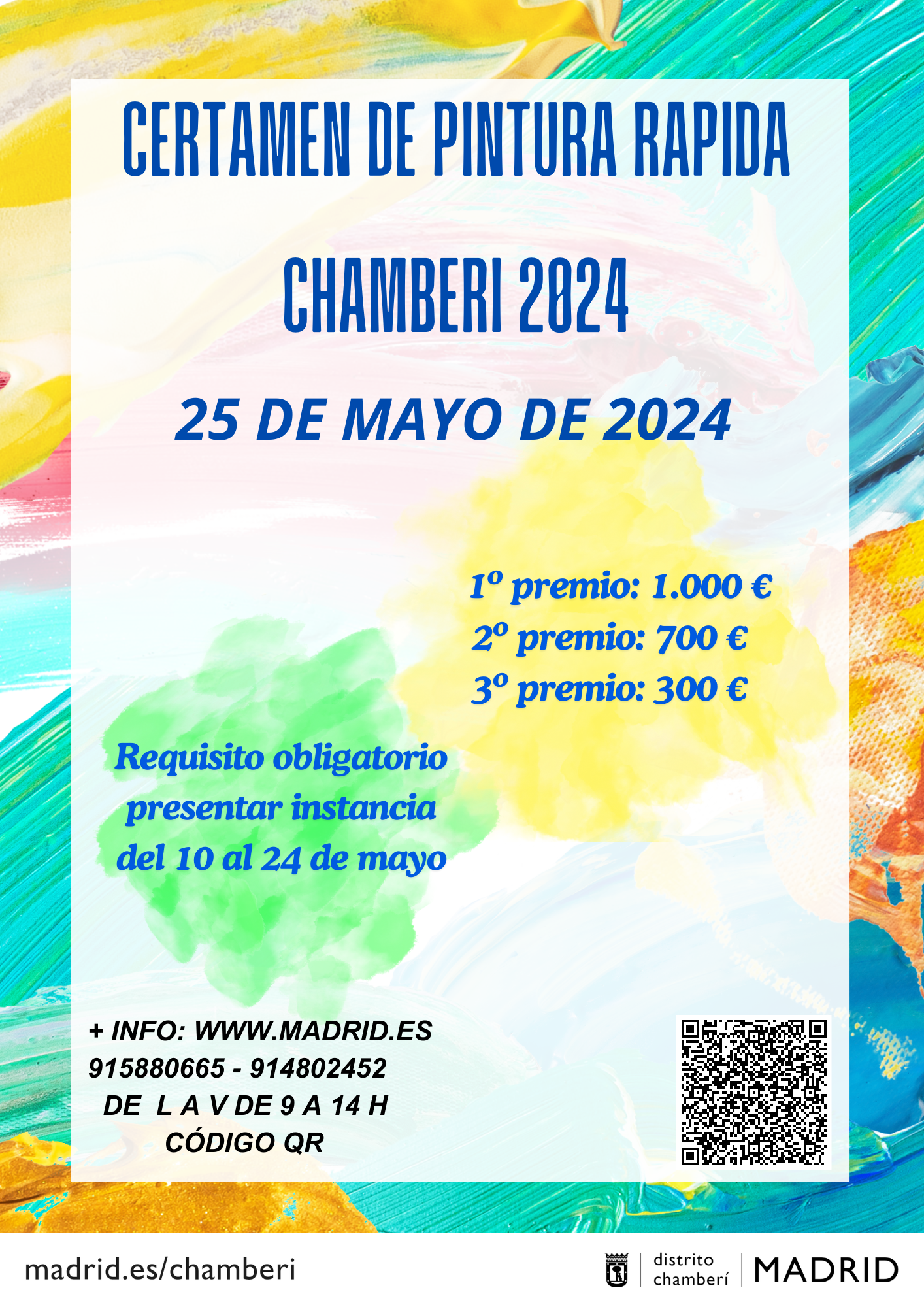 Imagen del cartel de convocatoria del certamen de pintura rápida en Chamberi año 2024